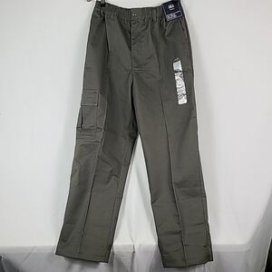 NEW AKA Classics Men's Wrinkle Free Full Elastic Waist Olive Pant Sz M (34-36w)